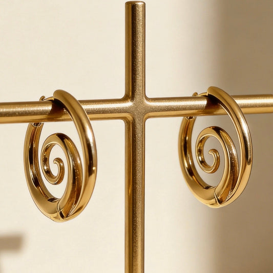 Gold Swirl Hoop Earrings