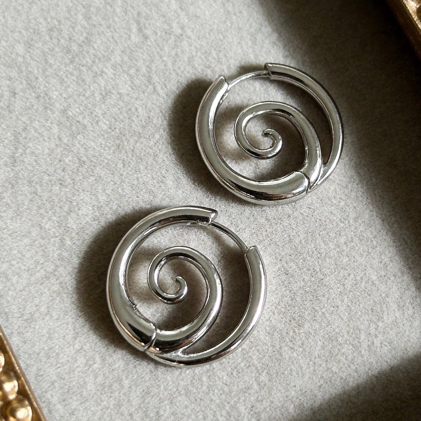 Silver Swirl Hoop Earrings