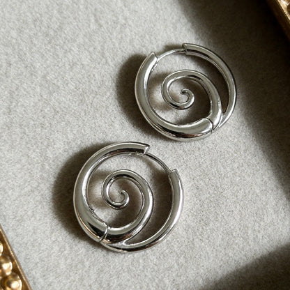 Silver Swirl Hoop Earrings