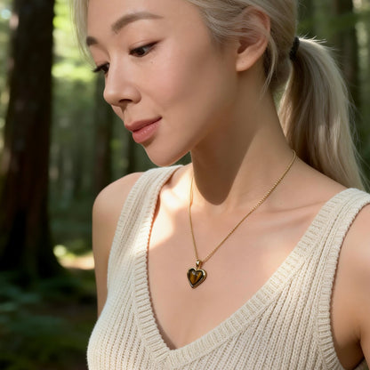 Tiger Eye Heart Pendant Necklace