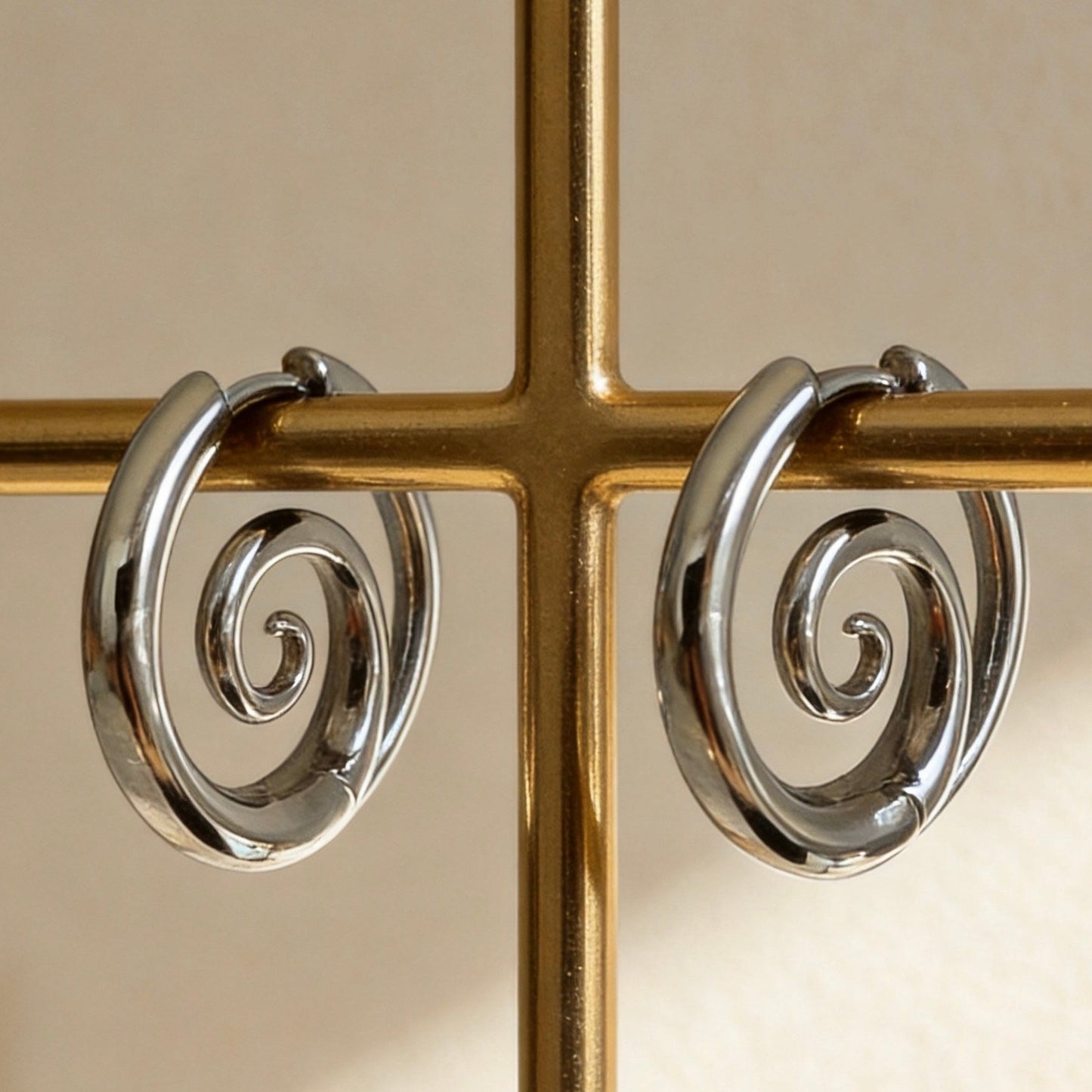Silver Swirl Hoop Earrings