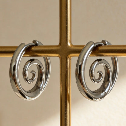 Silver Swirl Hoop Earrings