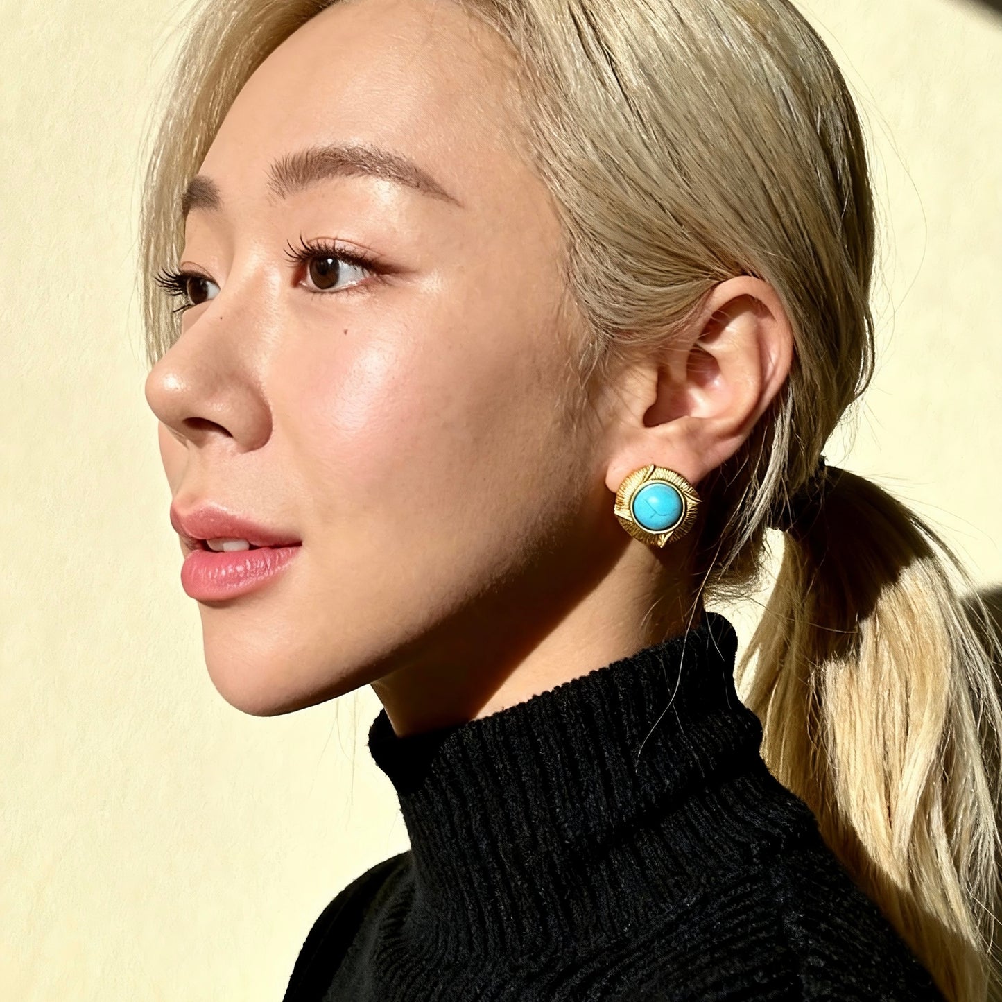 Turquoise Round Stud Earrings