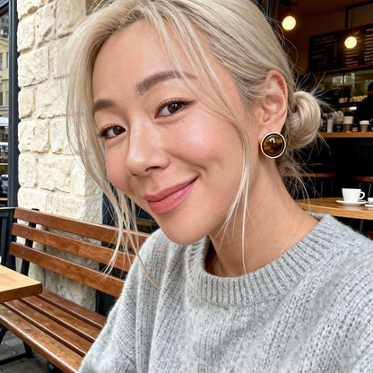 Vintage Tiger Eye Stud Earrings