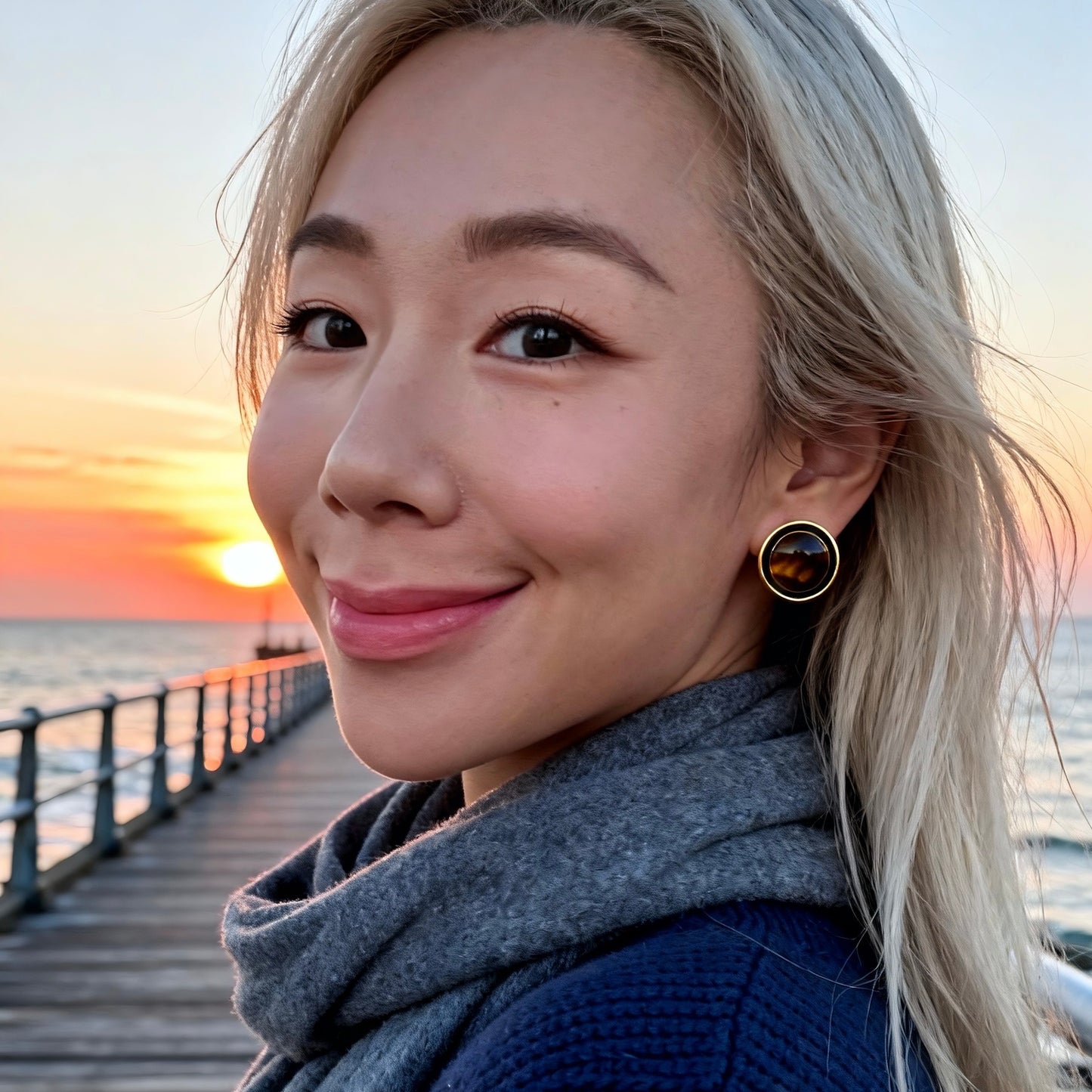 Vintage Tiger Eye Stud Earrings