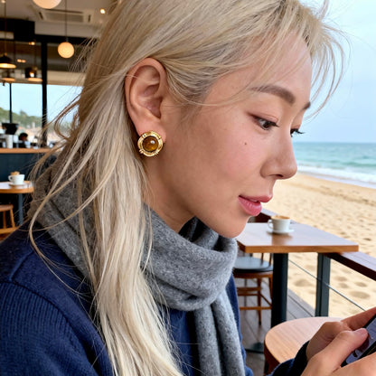 Tiger Eye Stud Earrings