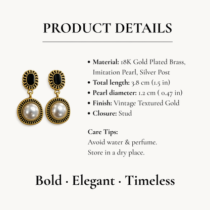 Eterna Noir Pearl Earrings