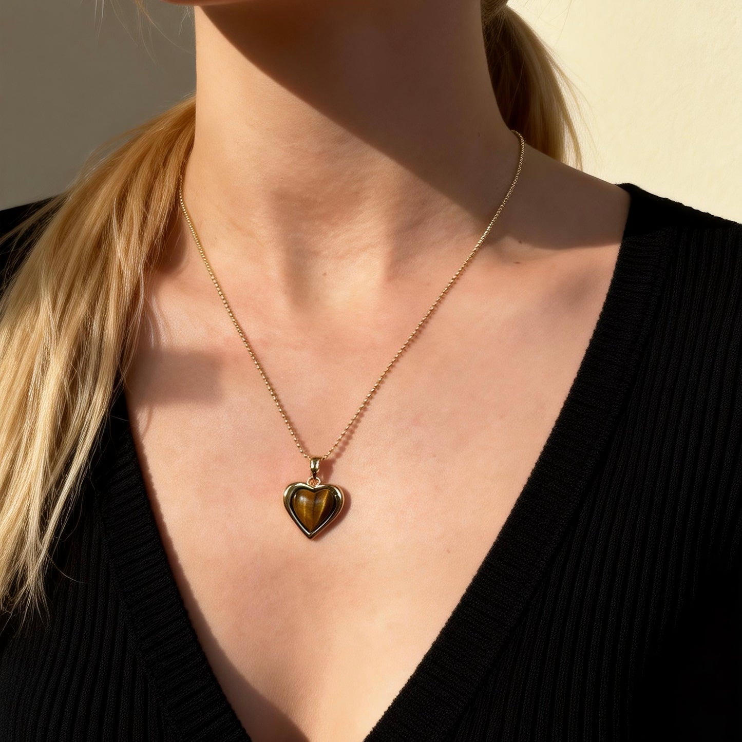 Tiger Eye Heart Pendant Necklace