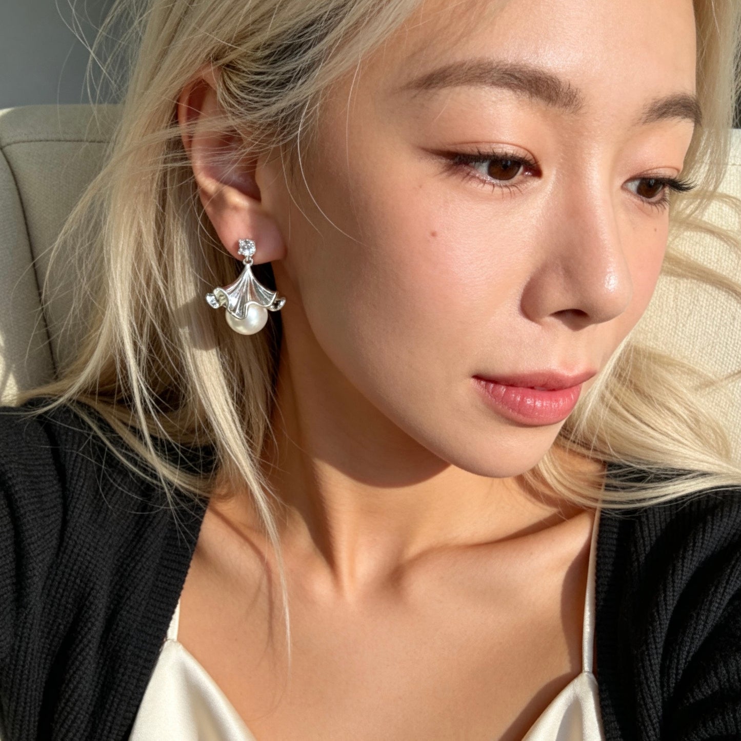 Ballet Skirt Pearl Drop Earrings
