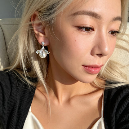Ballet Skirt Pearl Drop Earrings