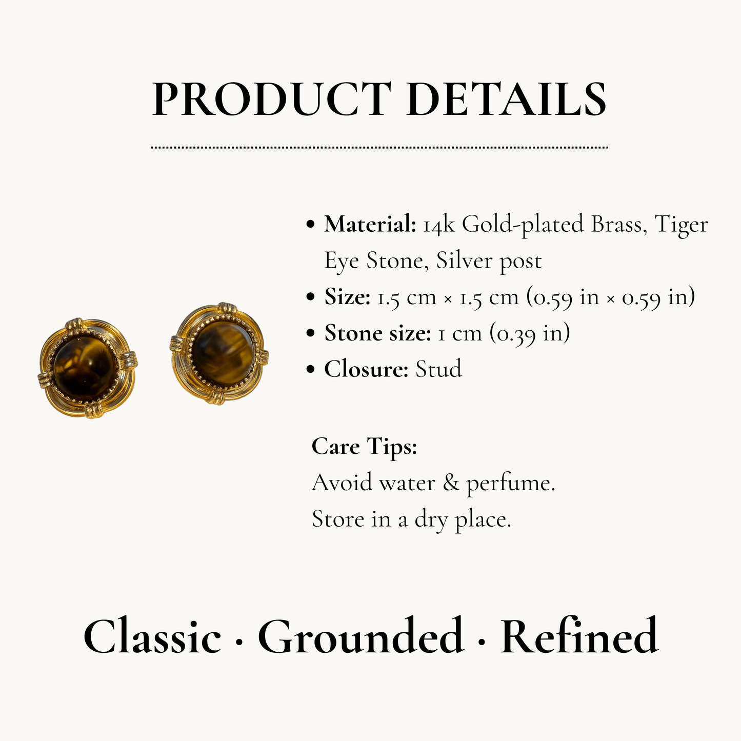 Tiger Eye Stud Earrings