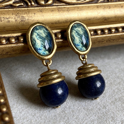 Vintage Lapis Lazuli Drop Earrings