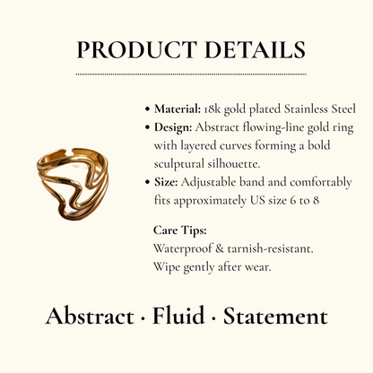 Modern Wave Adjustable Statement Ring