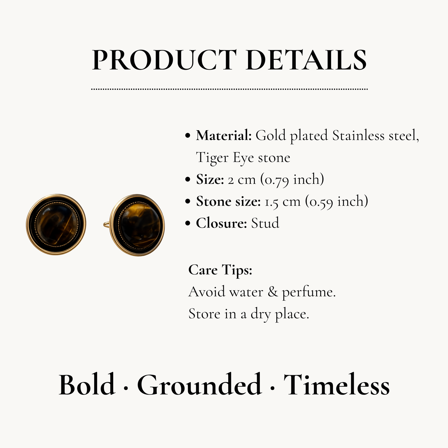 Vintage Tiger Eye Stud Earrings