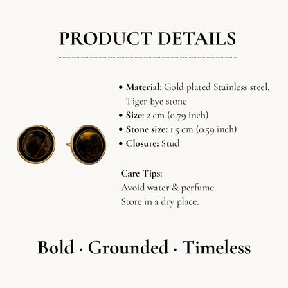 Vintage Tiger Eye Stud Earrings