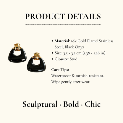 Vintage Black Onyx Statement Earrings