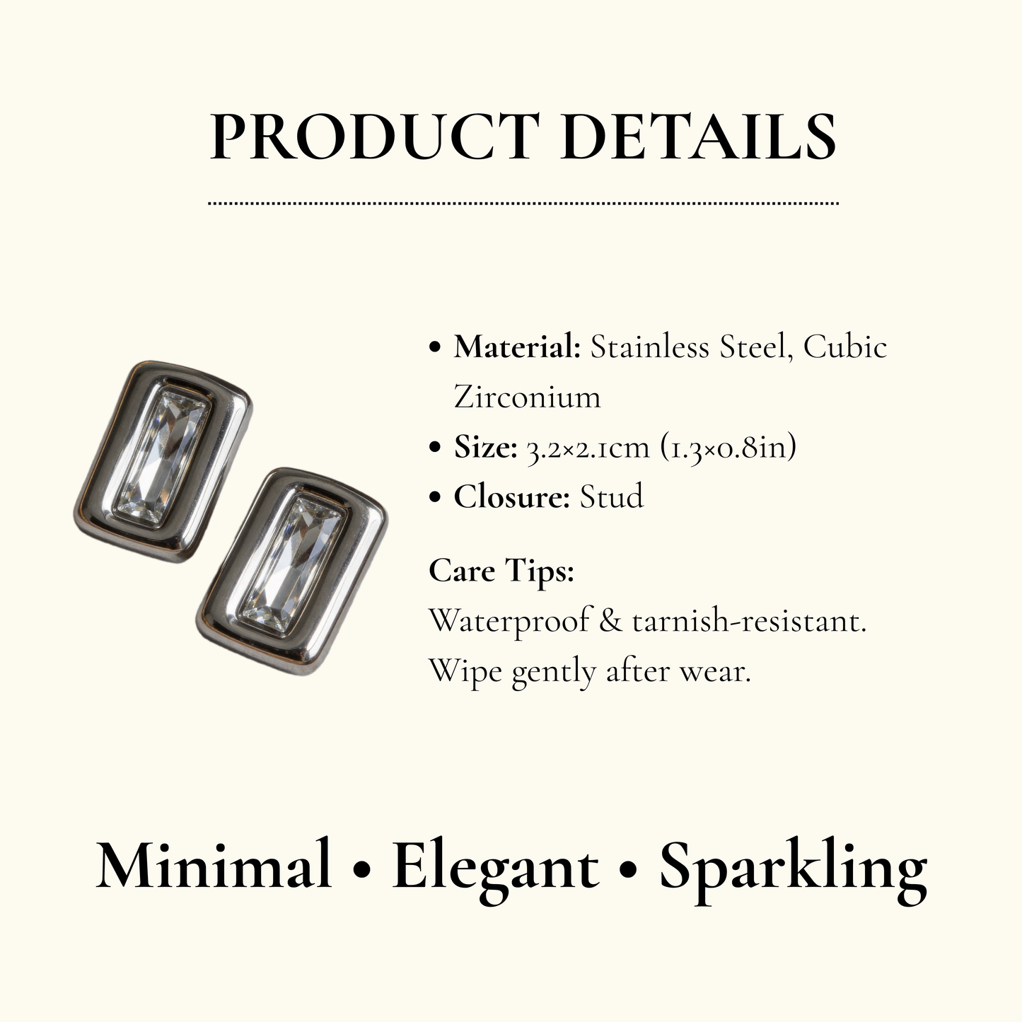 Baguette Crystal Stud Earrings