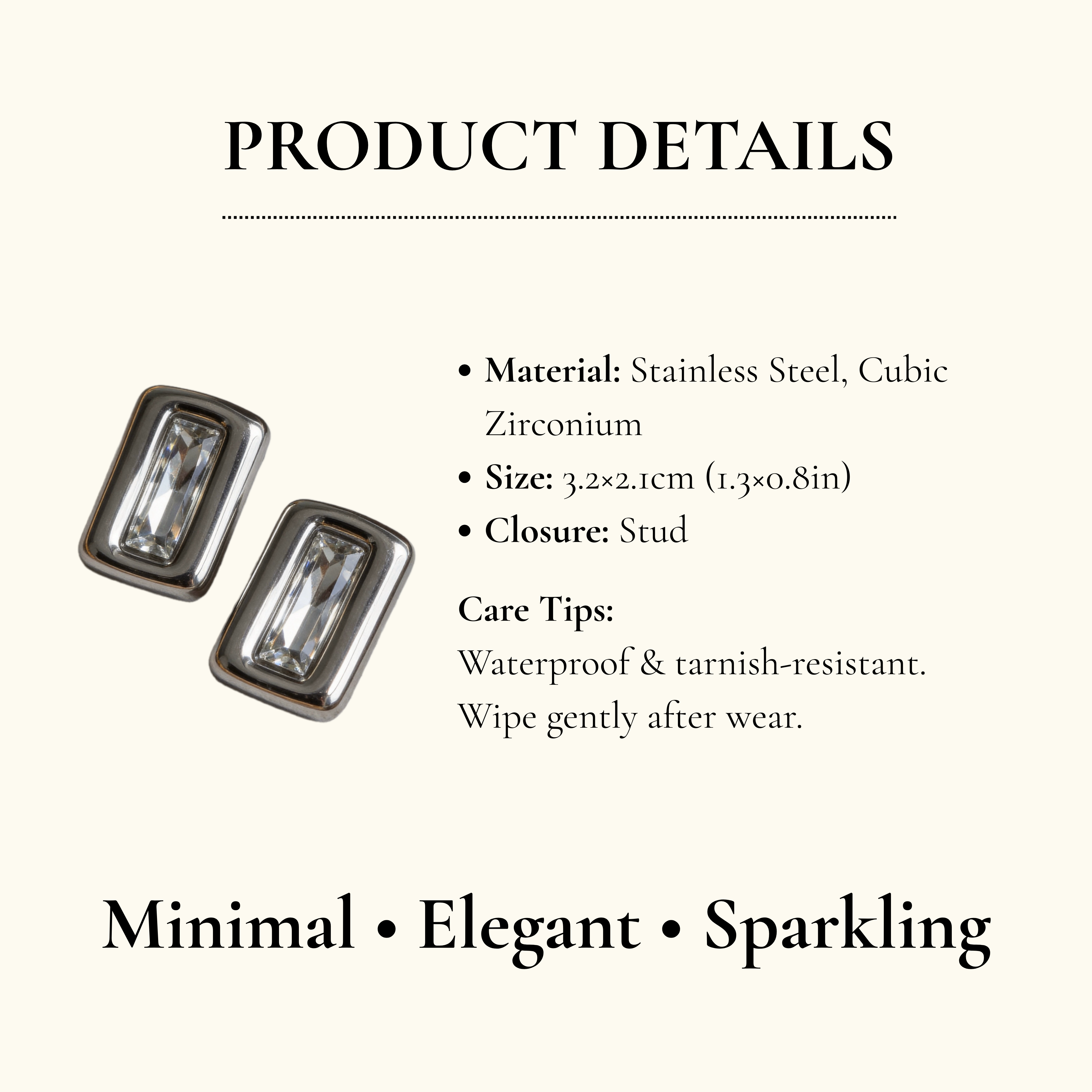 Baguette Crystal Stud Earrings