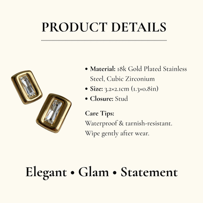 Baguette Crystal Stud Earrings