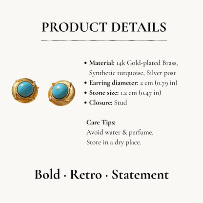 Turquoise Round Stud Earrings