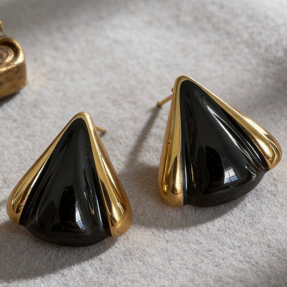 Vintage Black Onyx Stud Earrings