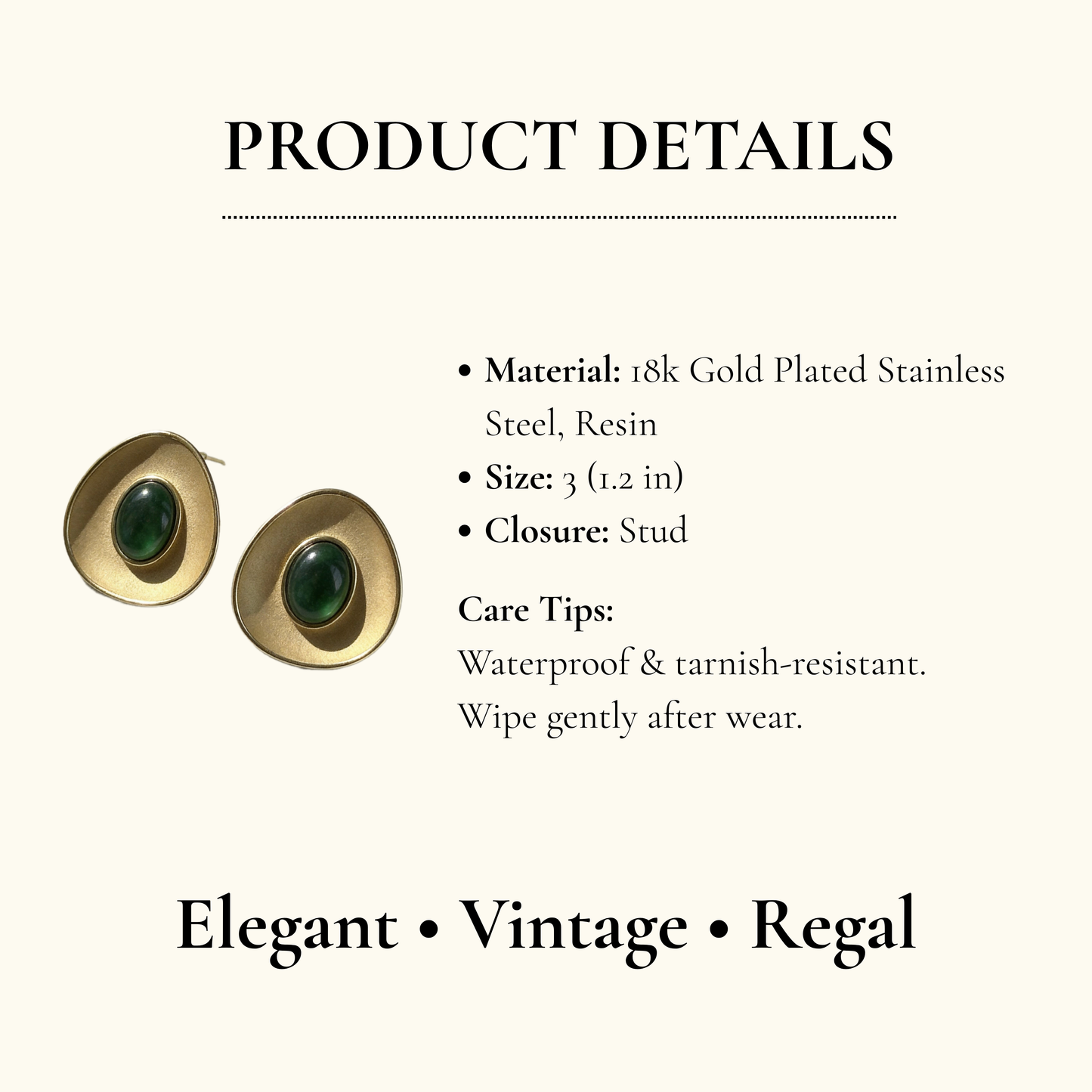 Green Stone Stud Earrings
