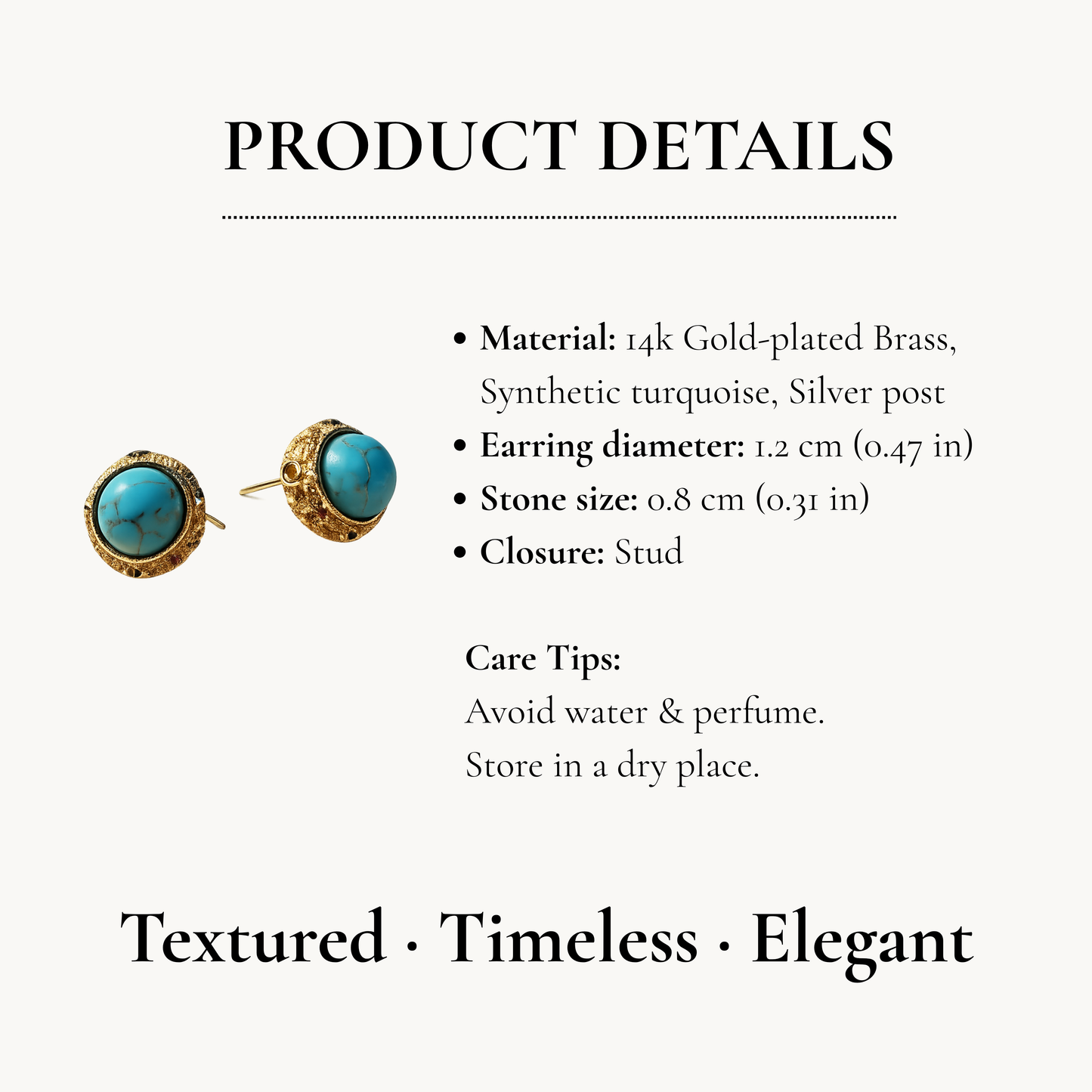 Turquoise Small Round Stud Earrings