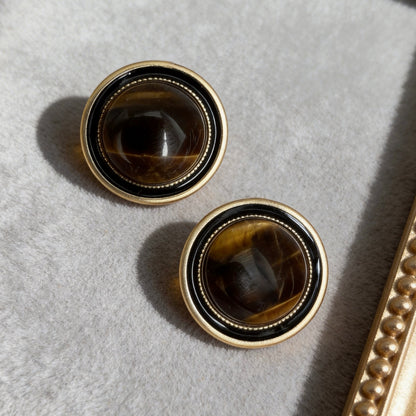 Vintage Tiger Eye Stud Earrings