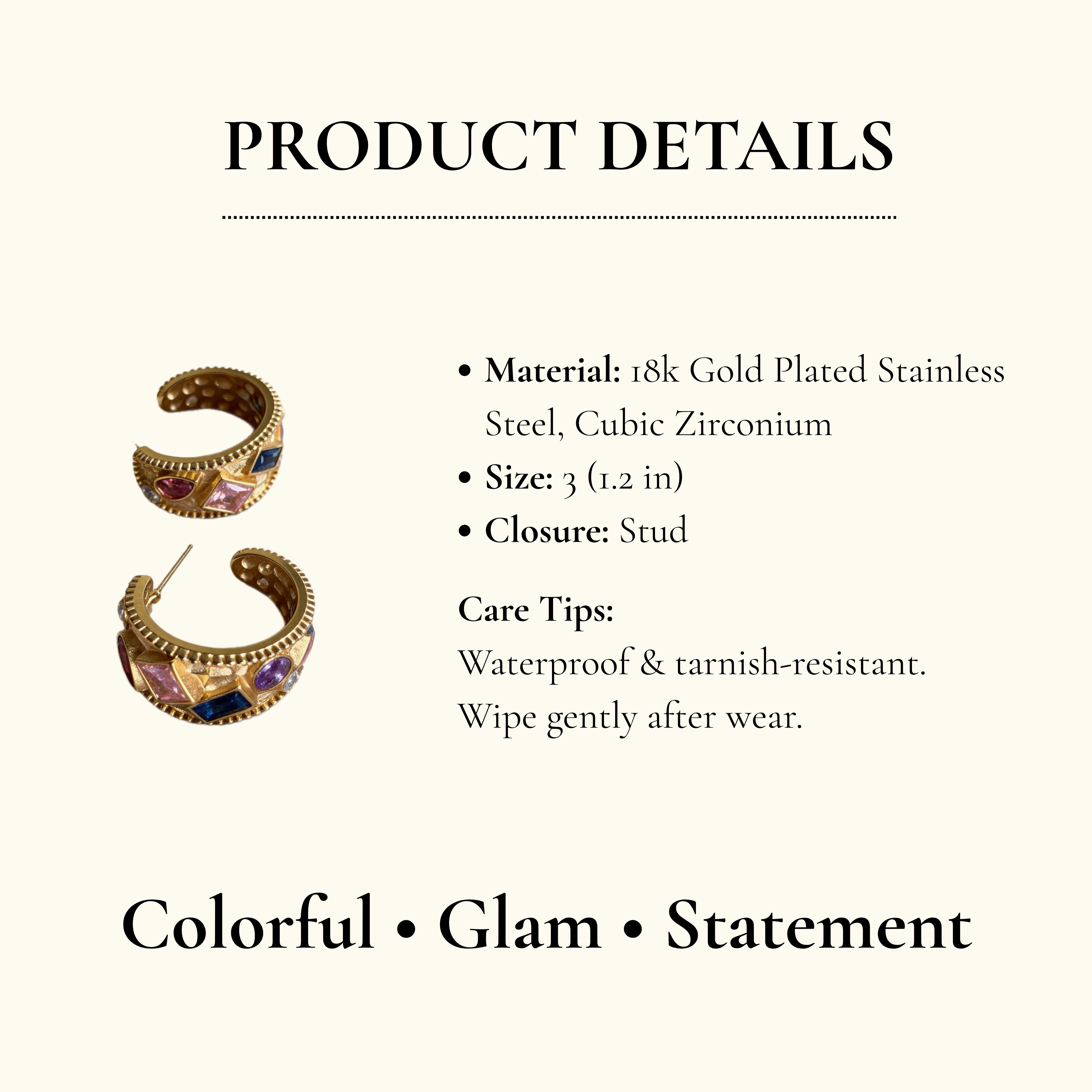 Color Gem Hoop Earrings
