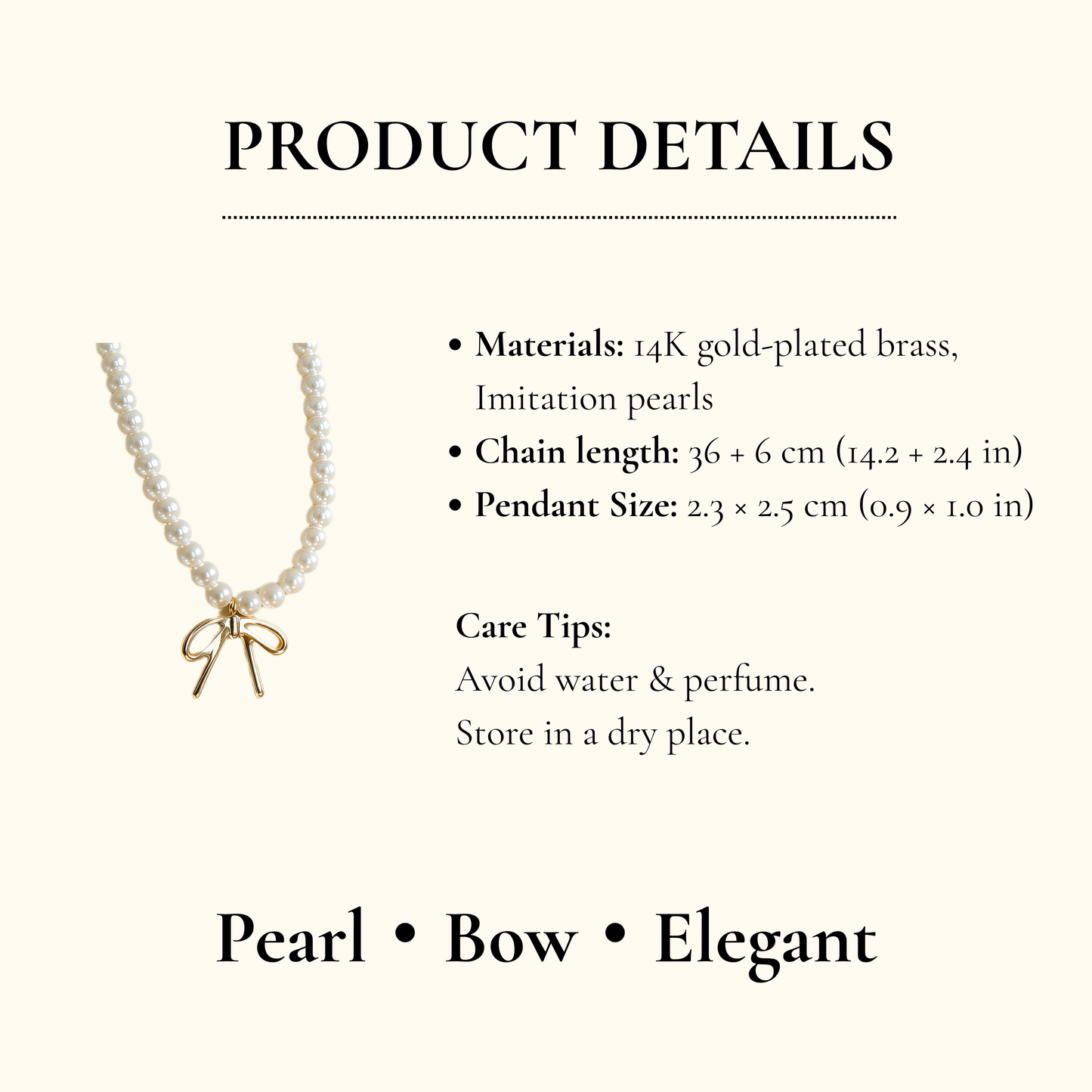 Pearl Pendant Necklace With Gold Bow