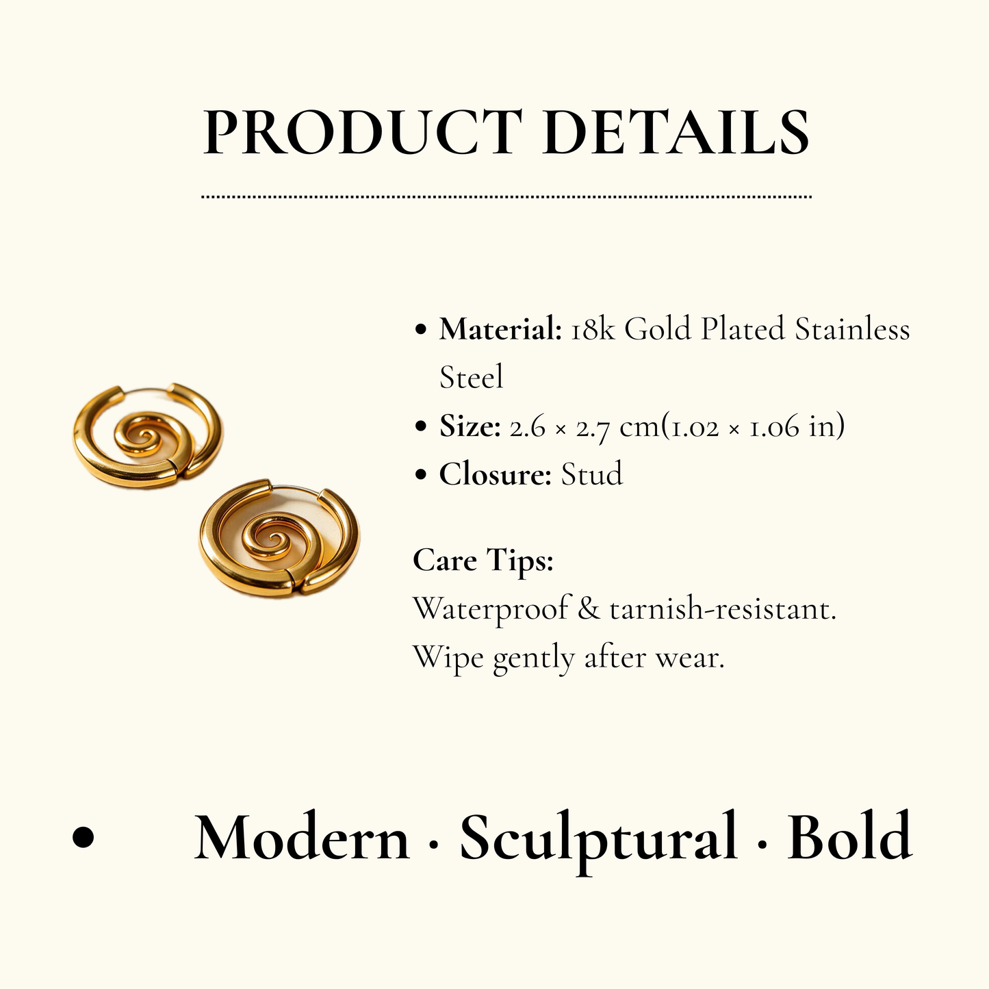 Gold Swirl Hoop Earrings