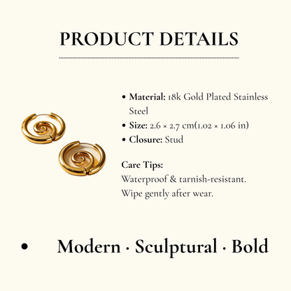 Gold Swirl Hoop Earrings