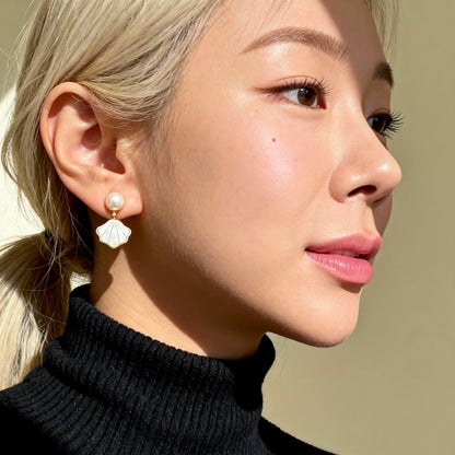 Pearl & Iridescent Shell Drop Earrings