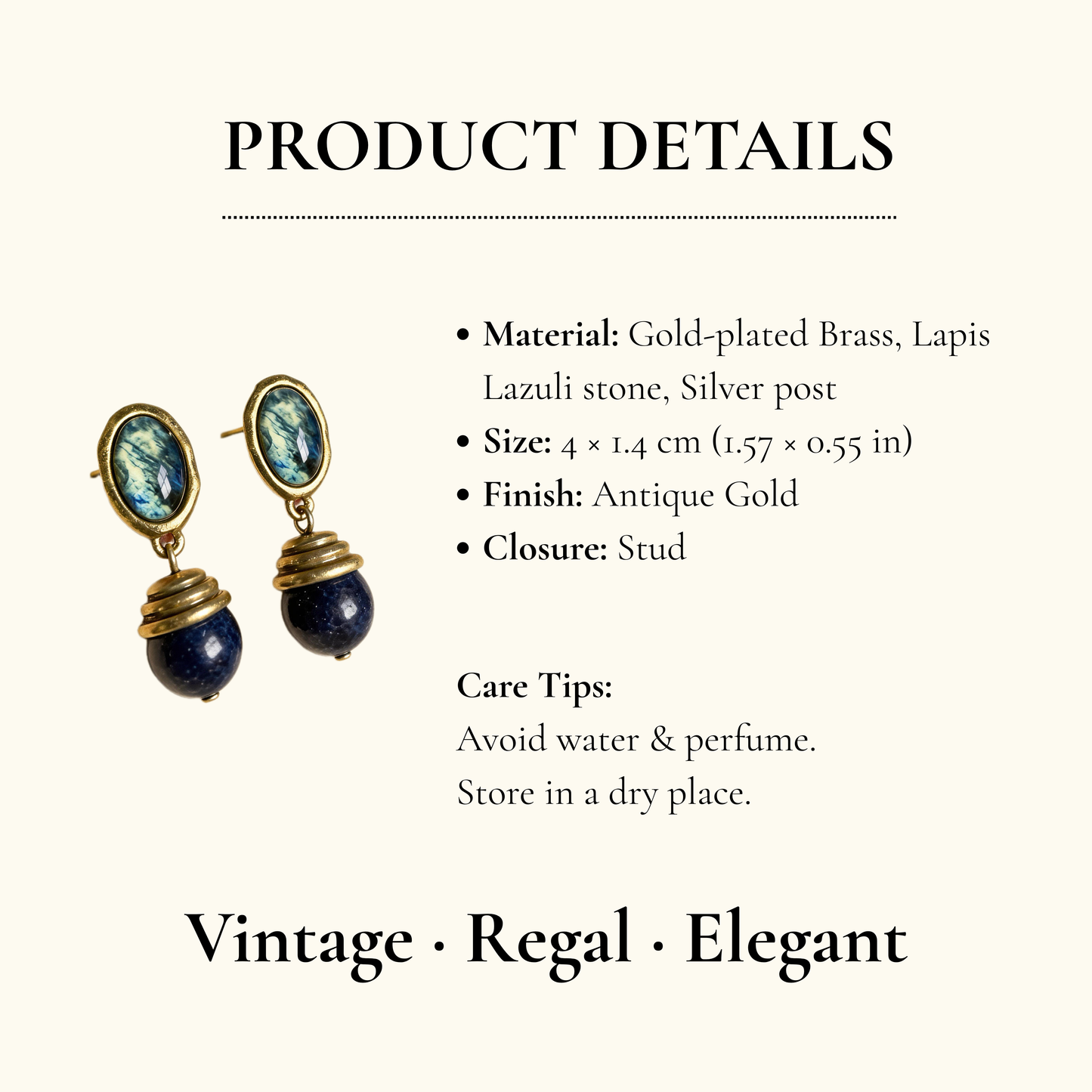 Vintage Lapis Lazuli Drop Earrings