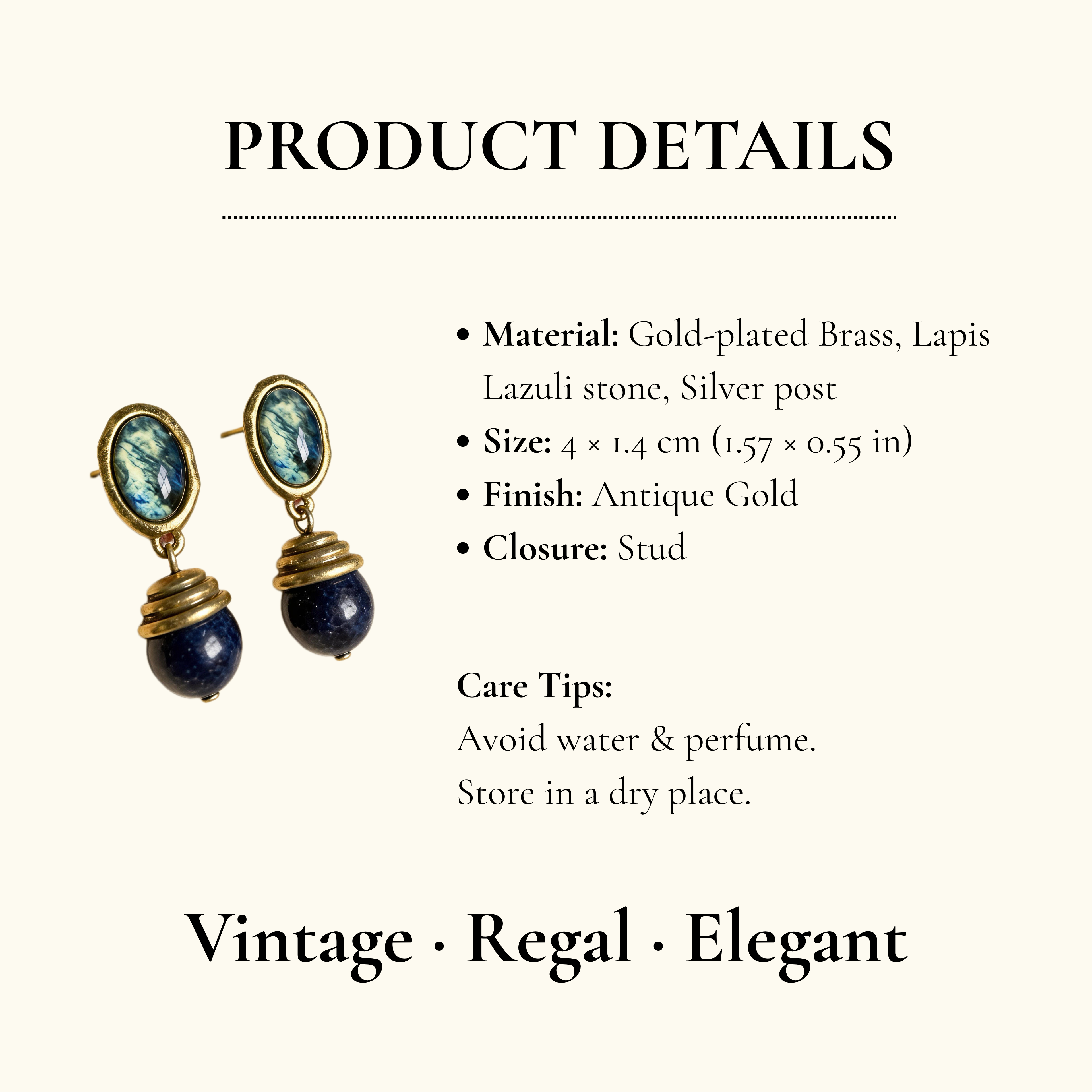 Vintage Lapis Lazuli Drop Earrings