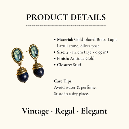 Vintage Lapis Lazuli Drop Earrings