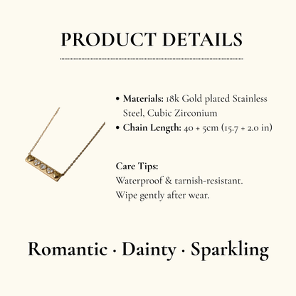 Crystal Heart Bar Pendant Necklace