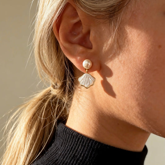 Pearl & Iridescent Shell Drop Earrings