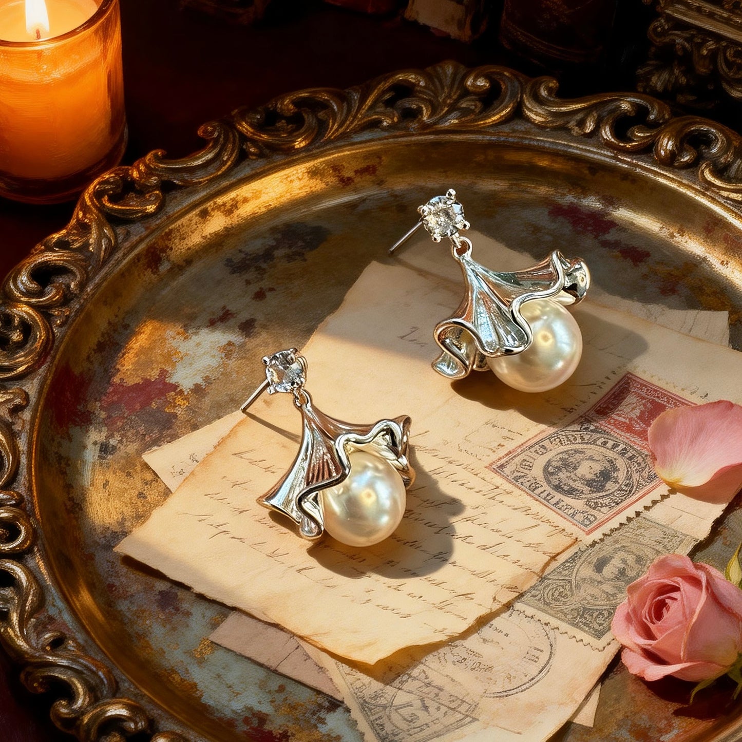 Ballet Skirt Pearl Drop Earrings