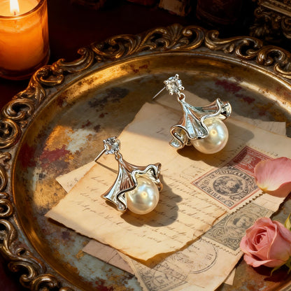 Ballet Skirt Pearl Drop Earrings