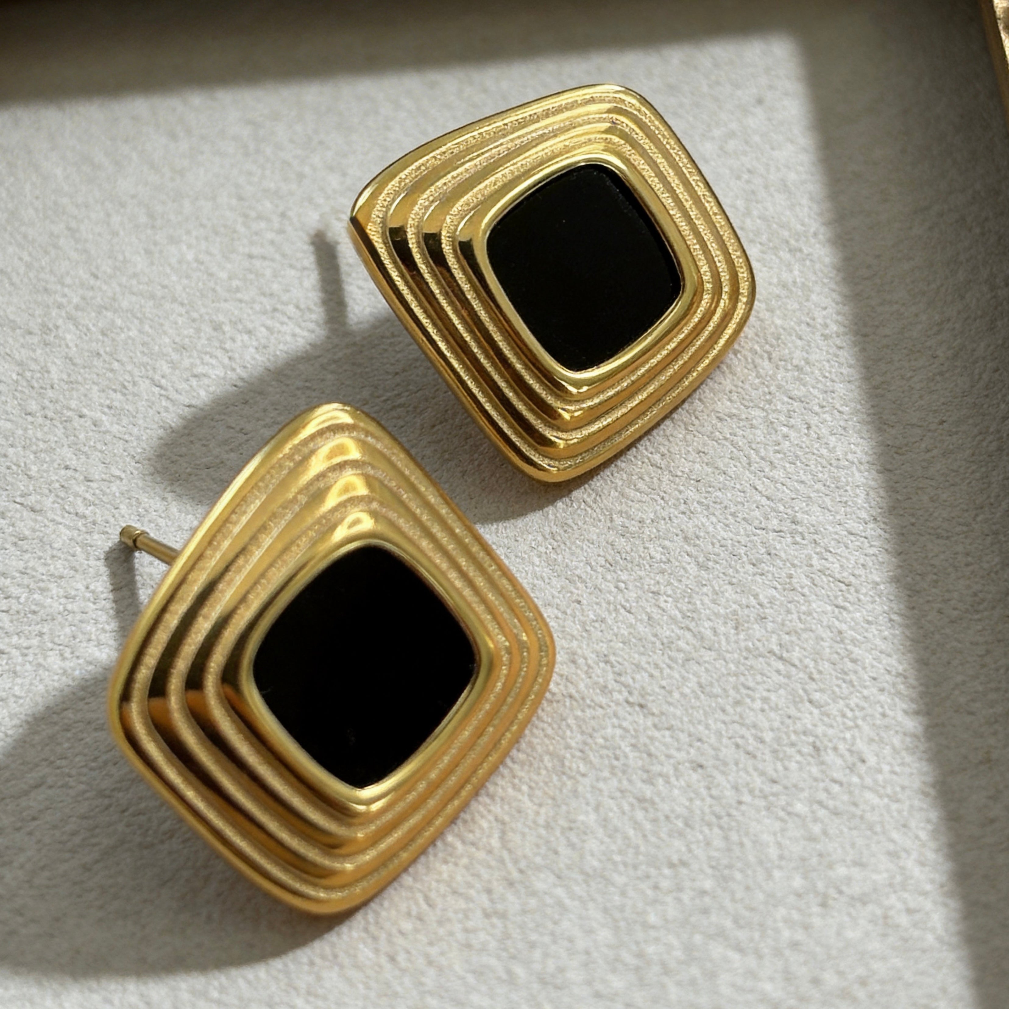 Layered Black Gold Studs