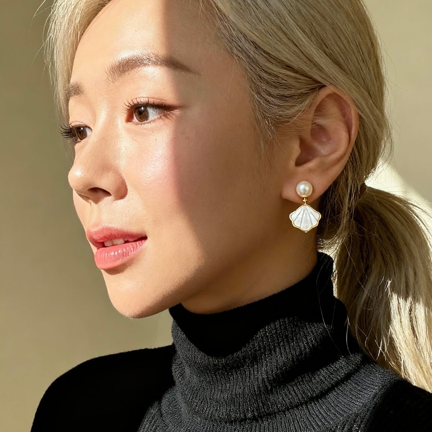 Pearl & Iridescent Shell Drop Earrings