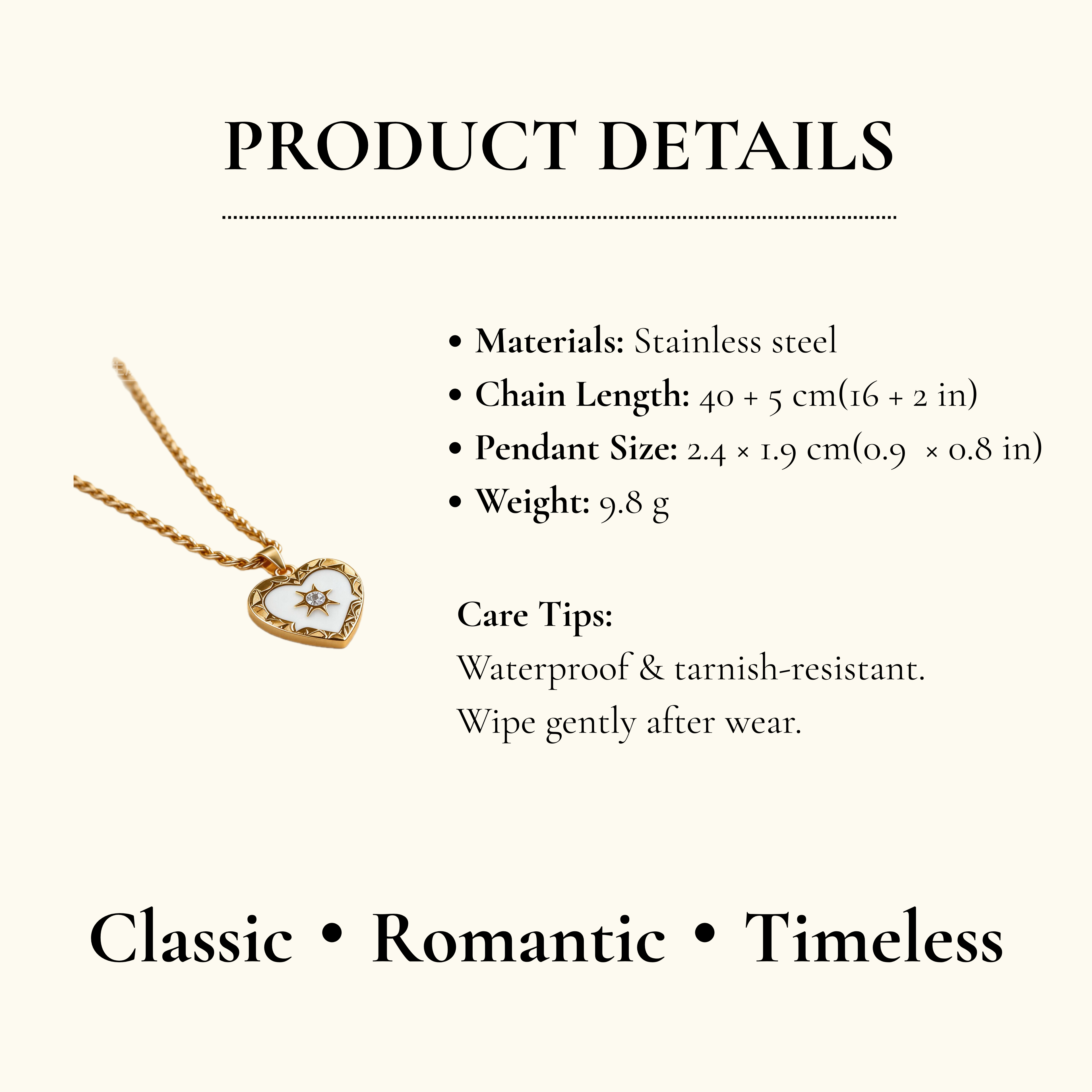 Gold Heart Sun Pendant Necklace