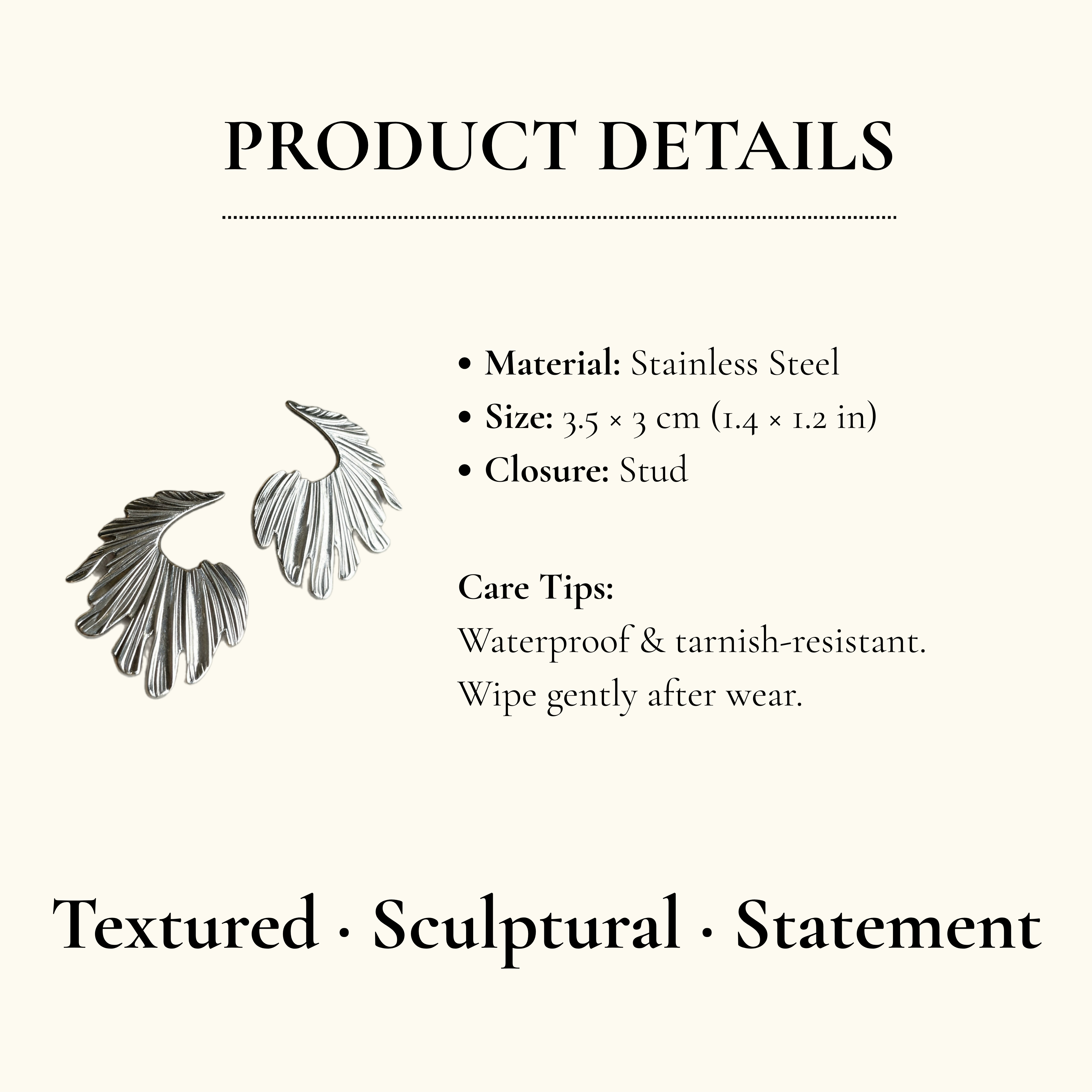 Sculptural Feather Statement Earrings