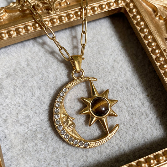 Moon & Sun Gold Pendant Necklace