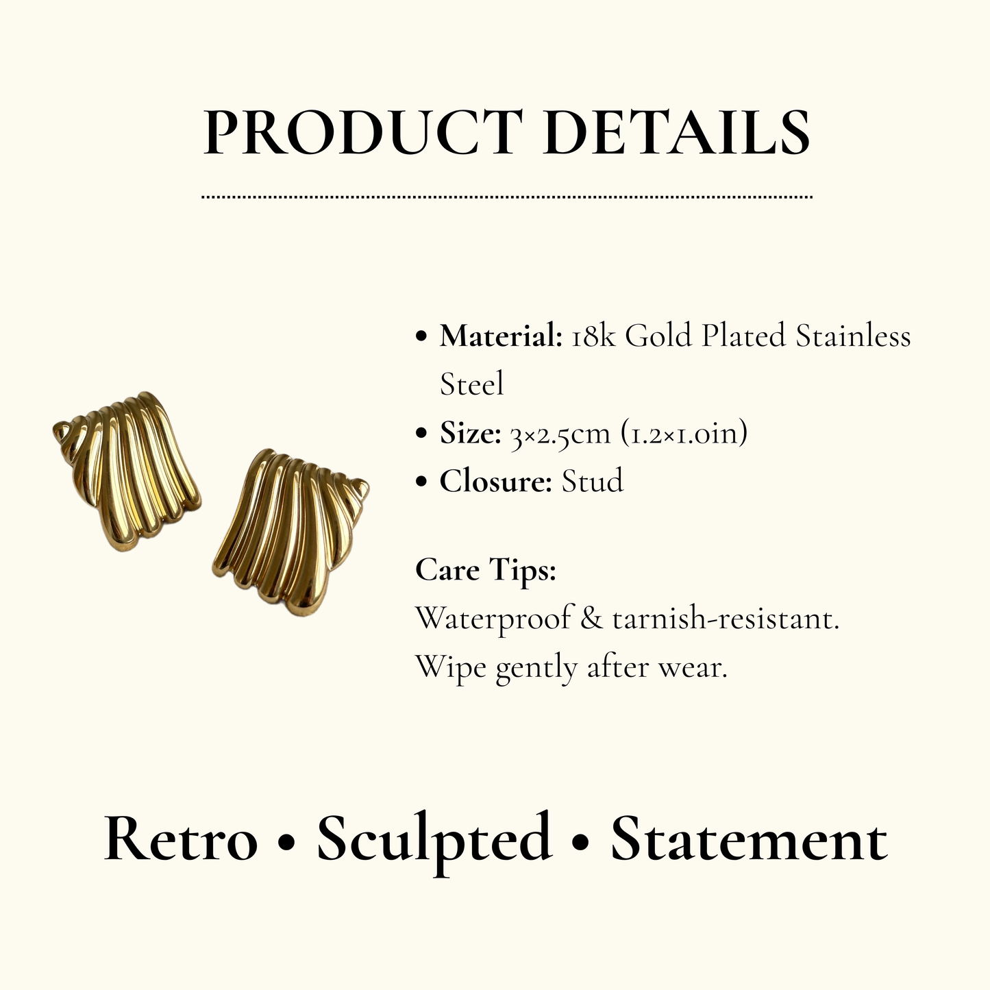 Textured Wave Stud Earrings