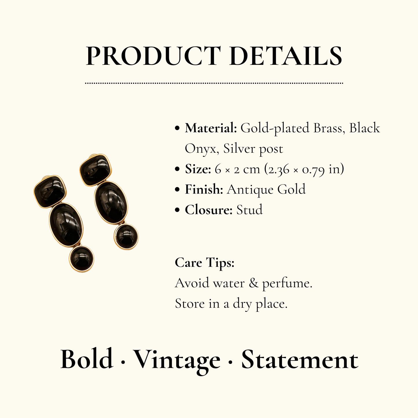Black Onyx Drop Earrings