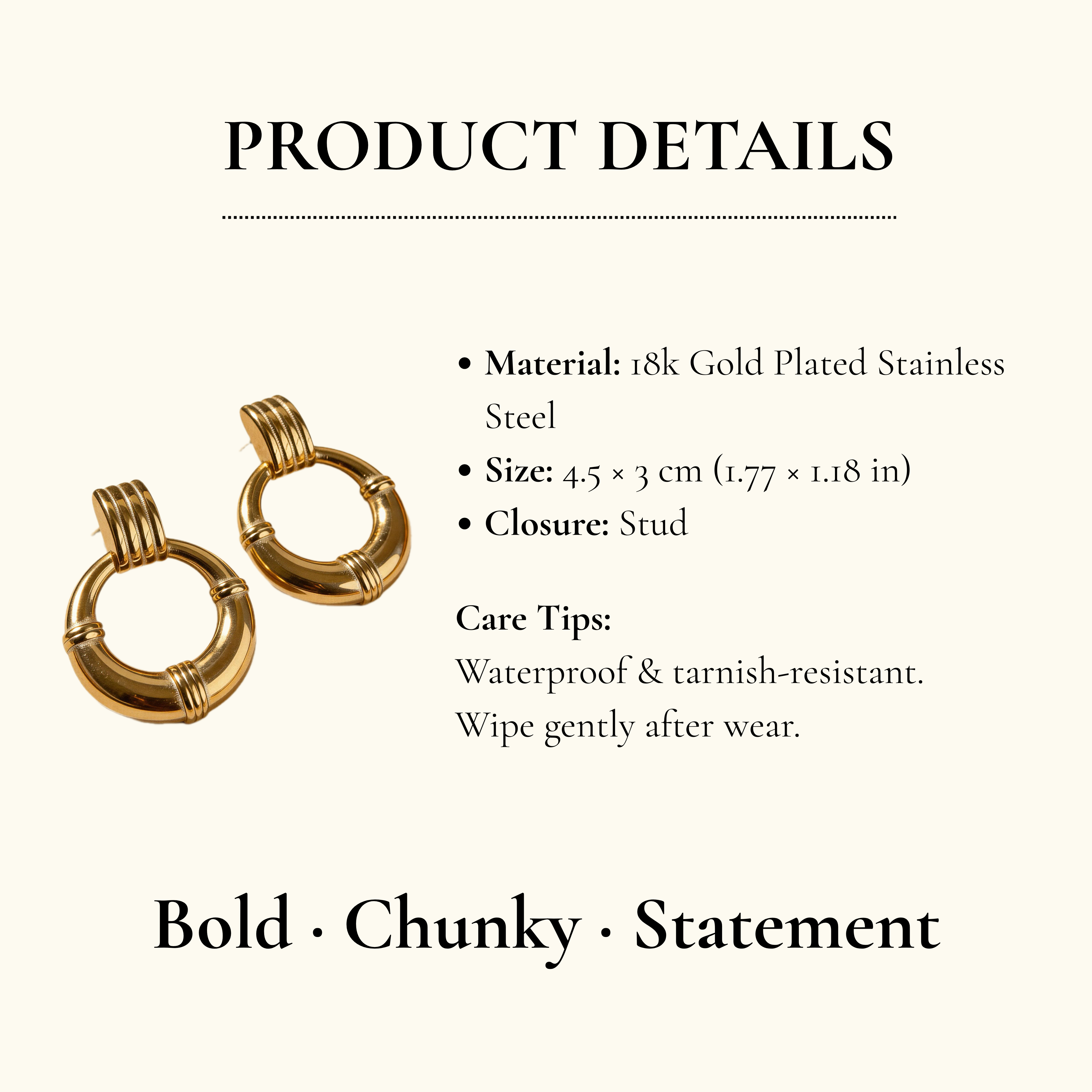 Gold Chunky Statement Earrings
