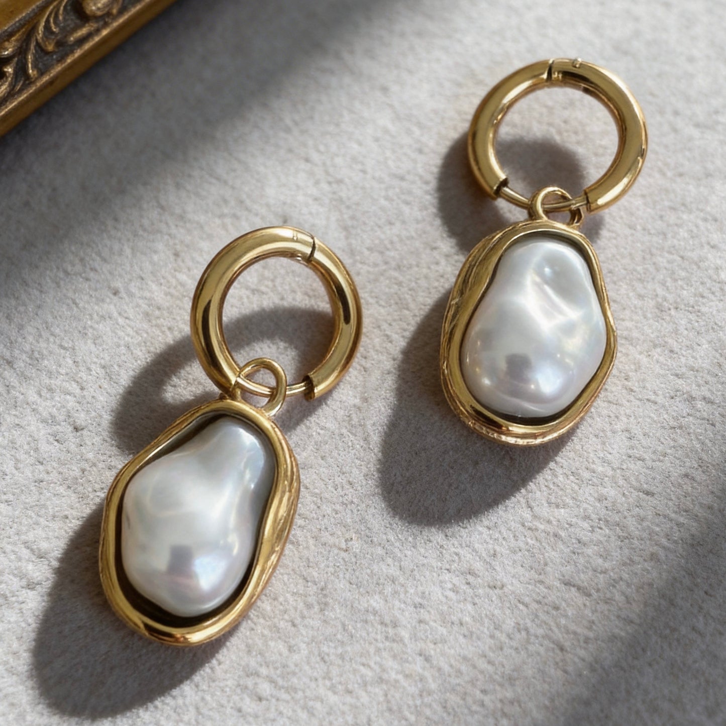 Baroque Pearl Hoop Earrings