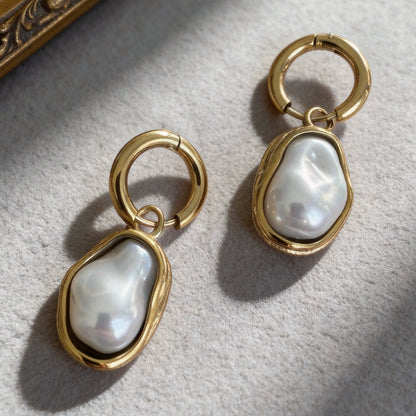 Baroque Pearl Hoop Earrings